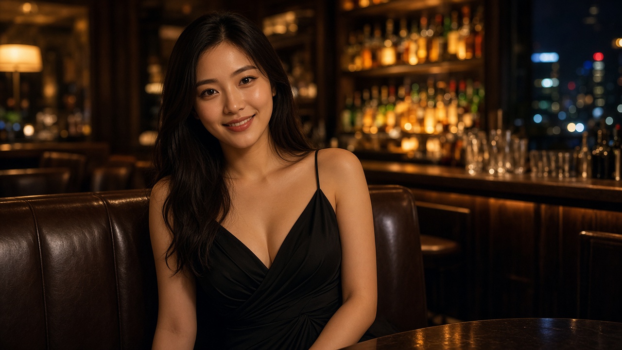 강남언니 모집 – 라운지에서 편안하게 웃는 여성 파트너